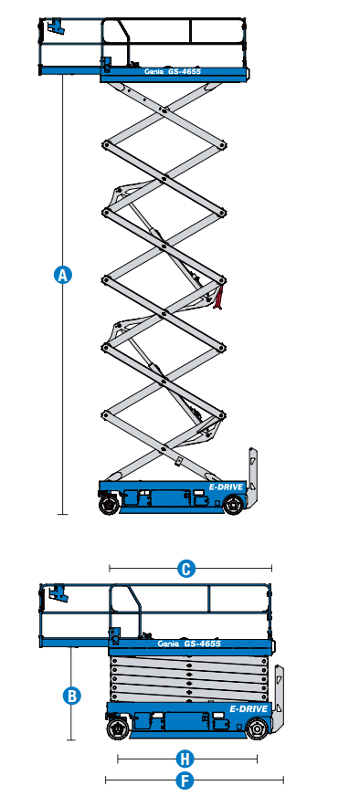 Diagrama de alcance Genie GS-4655 (46 ft)